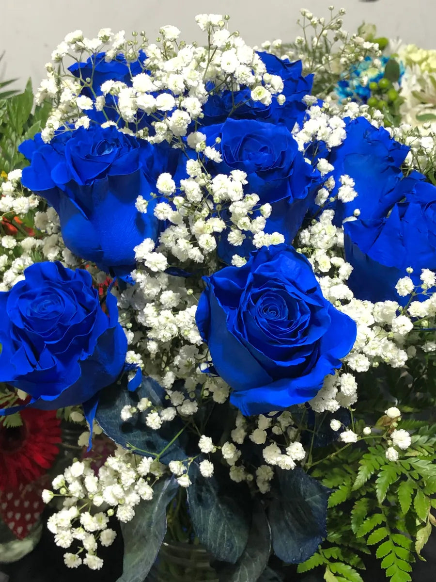 Exclusive Luxury Blue Rose Vase Arrangement
