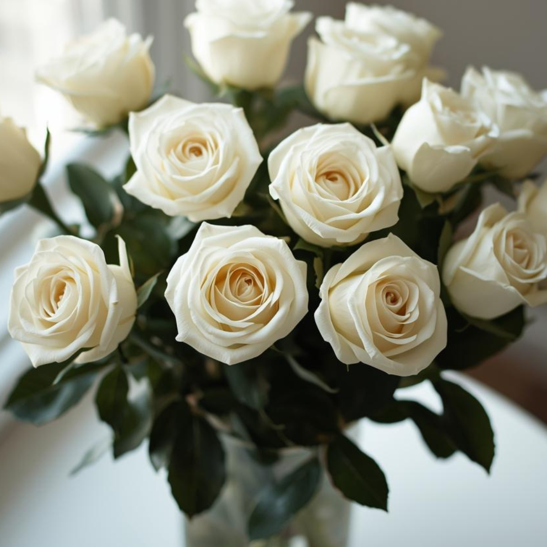 Elegant White Rose Vase Arrangement