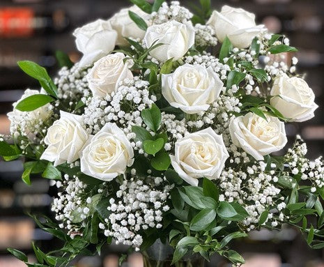 Luxury White Rose Vase Arrangement